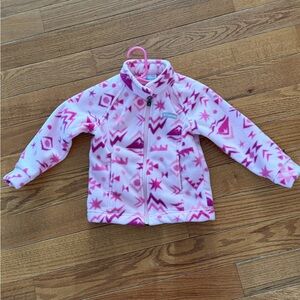 Columbia Pink Patterned Fleece Zip-Up Jacket